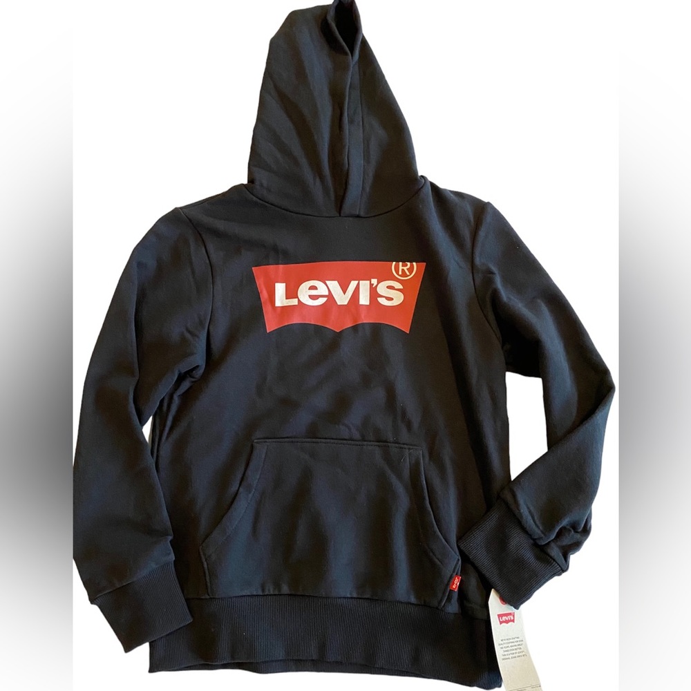 NEW!! Levi’s black logo hoodie. Size boys medium 10-12yrs.